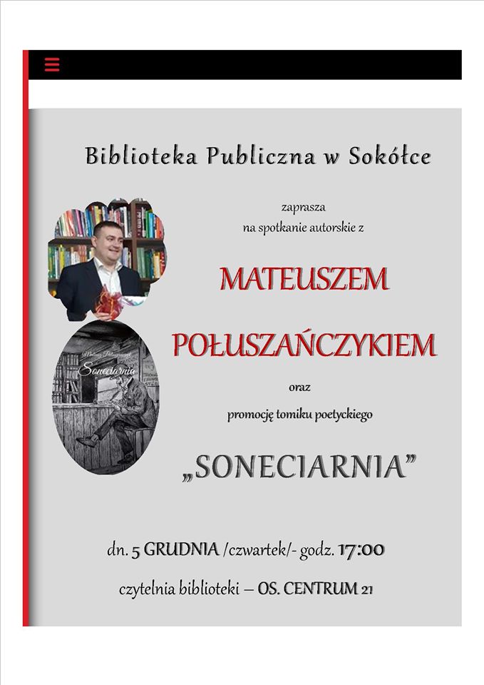 Spotkanie z Mateuszem Połuszańczykiem w Bibliotece Publicznej w Sokółce