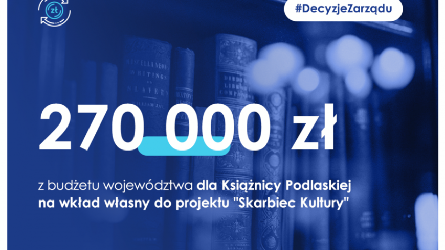 Prawie 270 tys. zł z budżetu województwa dla Książnicy Podlaskiej