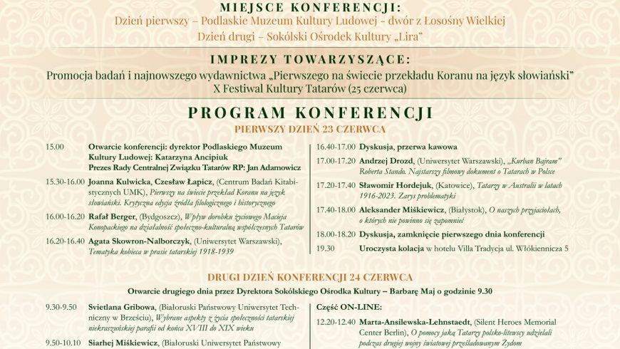 Konferencja XXV Letniej Akademii Wiedzy o Tatarach Polskich w Sokółce