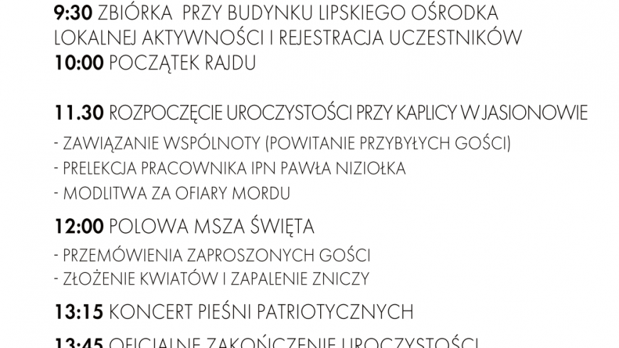 80. rocznica pacyfikacji wsi Jasionowo, 27 sierpnia 2023 r.