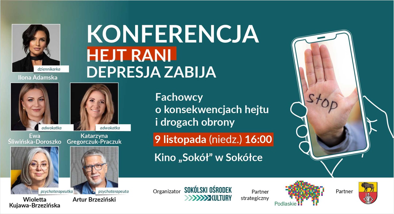 SOK zaprasza na konferencję ph. „Hejt rani. Depresja zabija” – 9 XI